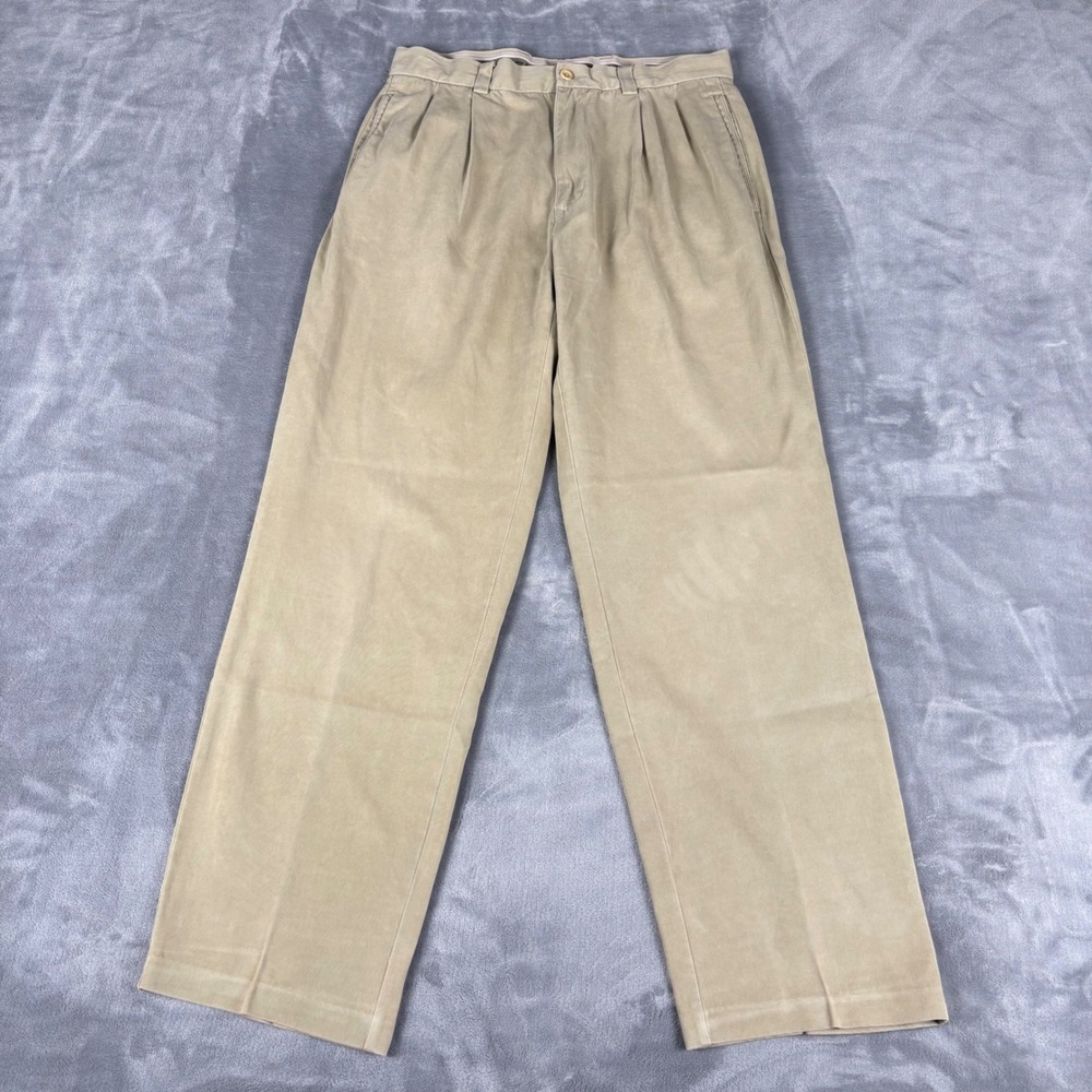 Tommy Bahama Mens Pleated Silk‎ Blend Casual Dress Pants Khaki 33x32